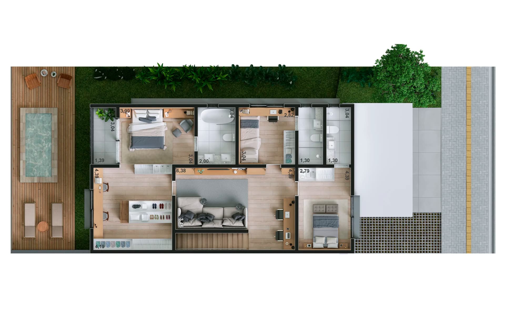 Piso Superior | 238m² | 3 suítes